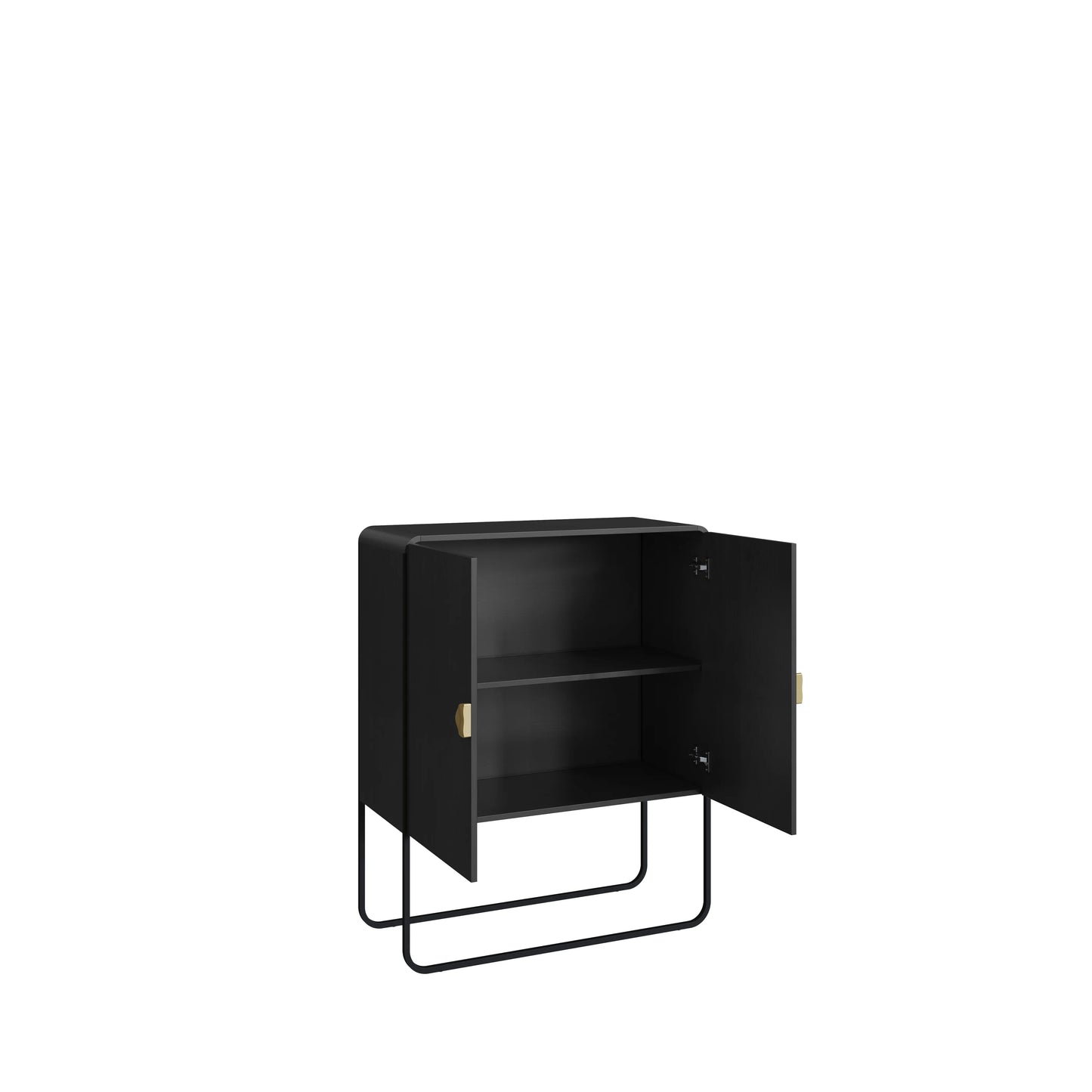 Balcão Buffet 2 Portas Dunna 90 cm - Preto c/ Dourado