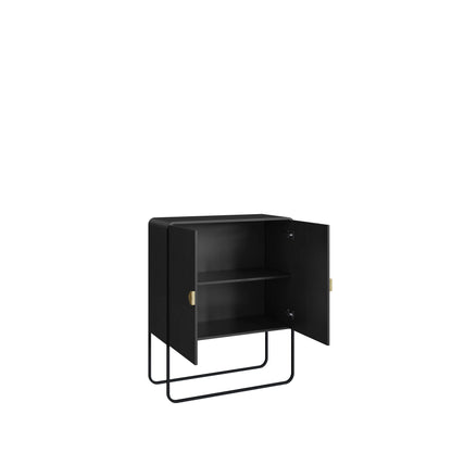 Balcão Buffet 2 Portas Dunna 90 cm - Preto c/ Dourado