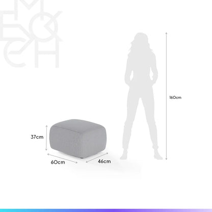 Conjunto Poltrona Giratória e Puff Estofados Aurora - Linho Texturizado Cinza