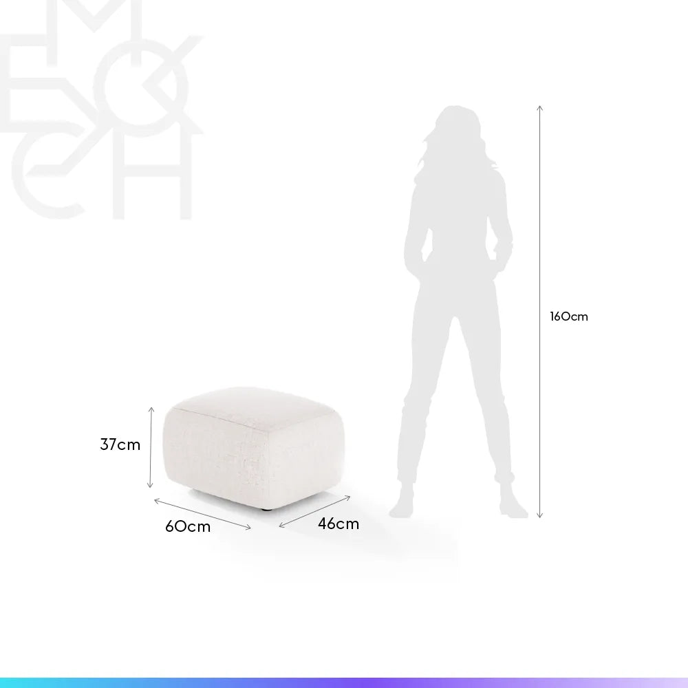 Conjunto Poltrona Giratória e Puff Estofados Aurora - Linho Texturizado Off White