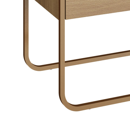 Mesa de Cabeceira com 2 Gavetas Dunna 60 cm - Mel c/ Dourado