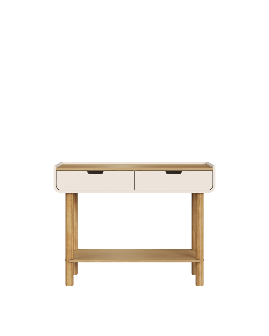 Aparador Orgânico 2 Gavetas Yume 100 cm - Off-White c/ Mel