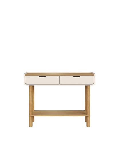Aparador Orgânico 2 Gavetas Yume 100 cm - Off-White c/ Mel