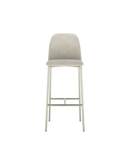 Banqueta Alta de Aço Estofada Lucille - Champanhe c/ Soft Palha