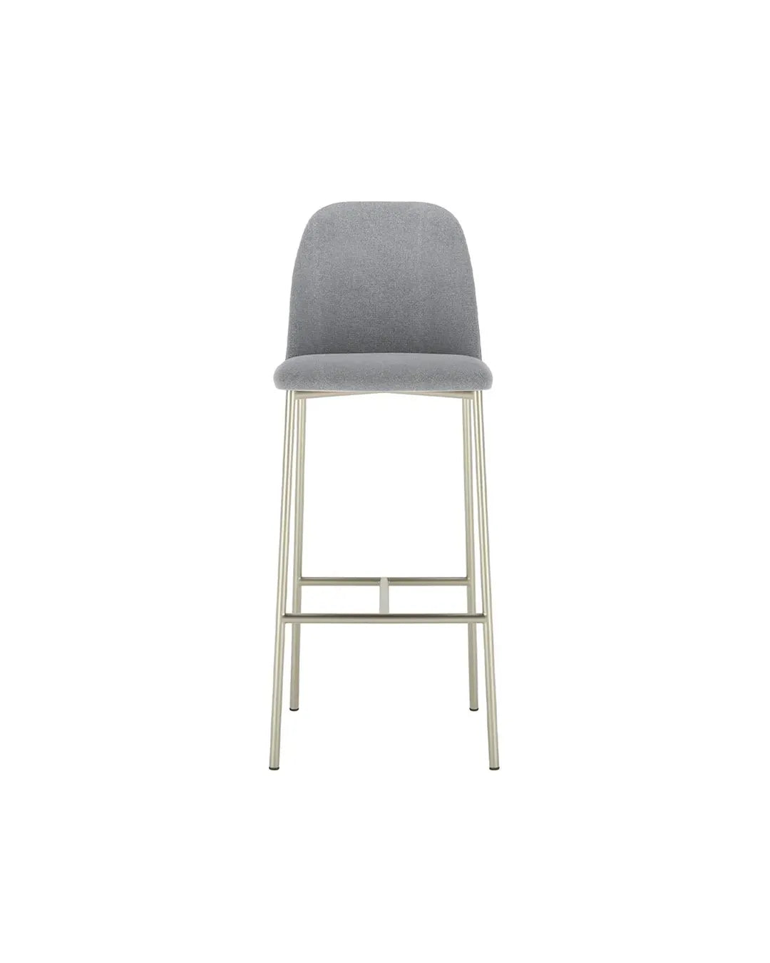Banqueta Alta de Aço Estofada Lucille - Champanhe c/ Stone Carbono