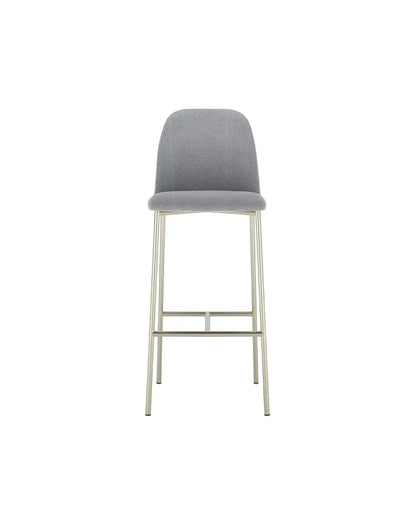 Banqueta Alta de Aço Estofada Lucille - Champanhe c/ Stone Carbono