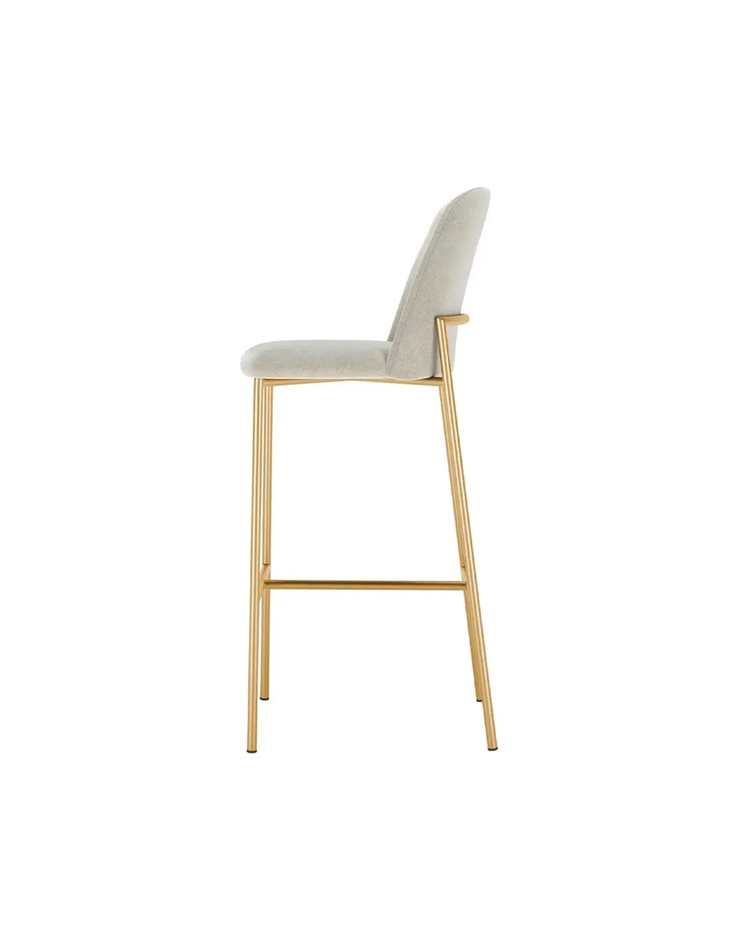 Banqueta Alta de Aço Estofada Lucille - Dourado c/ Soft Palha