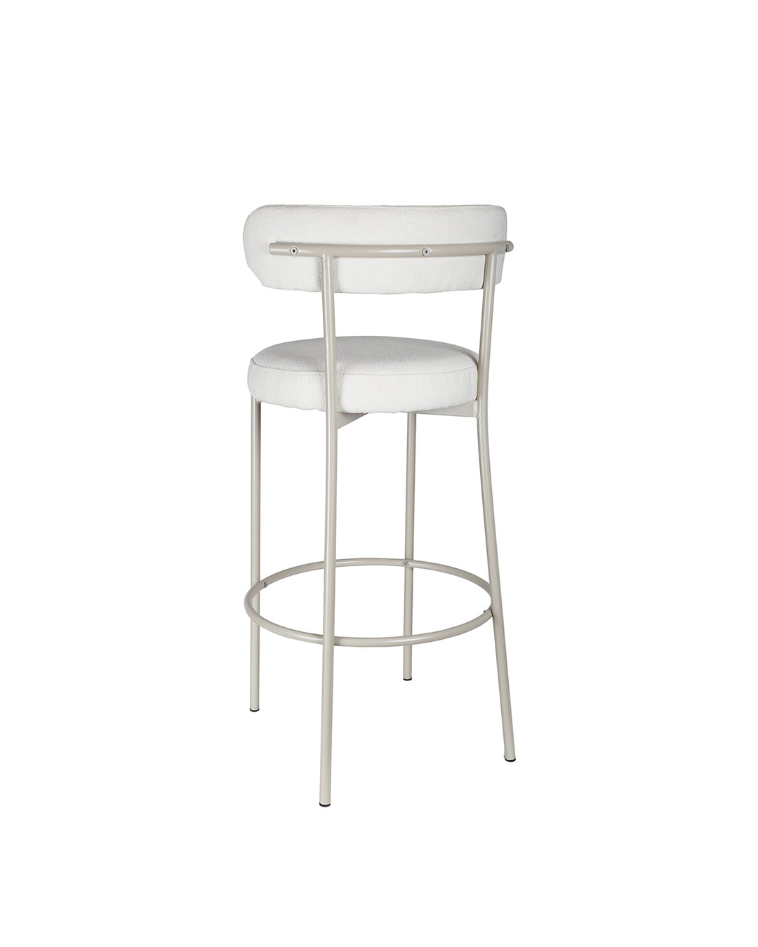 Banqueta Alta de Aço Estofada Olyra - Off White