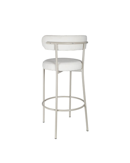 Banqueta Alta de Aço Estofada Olyra - Off White
