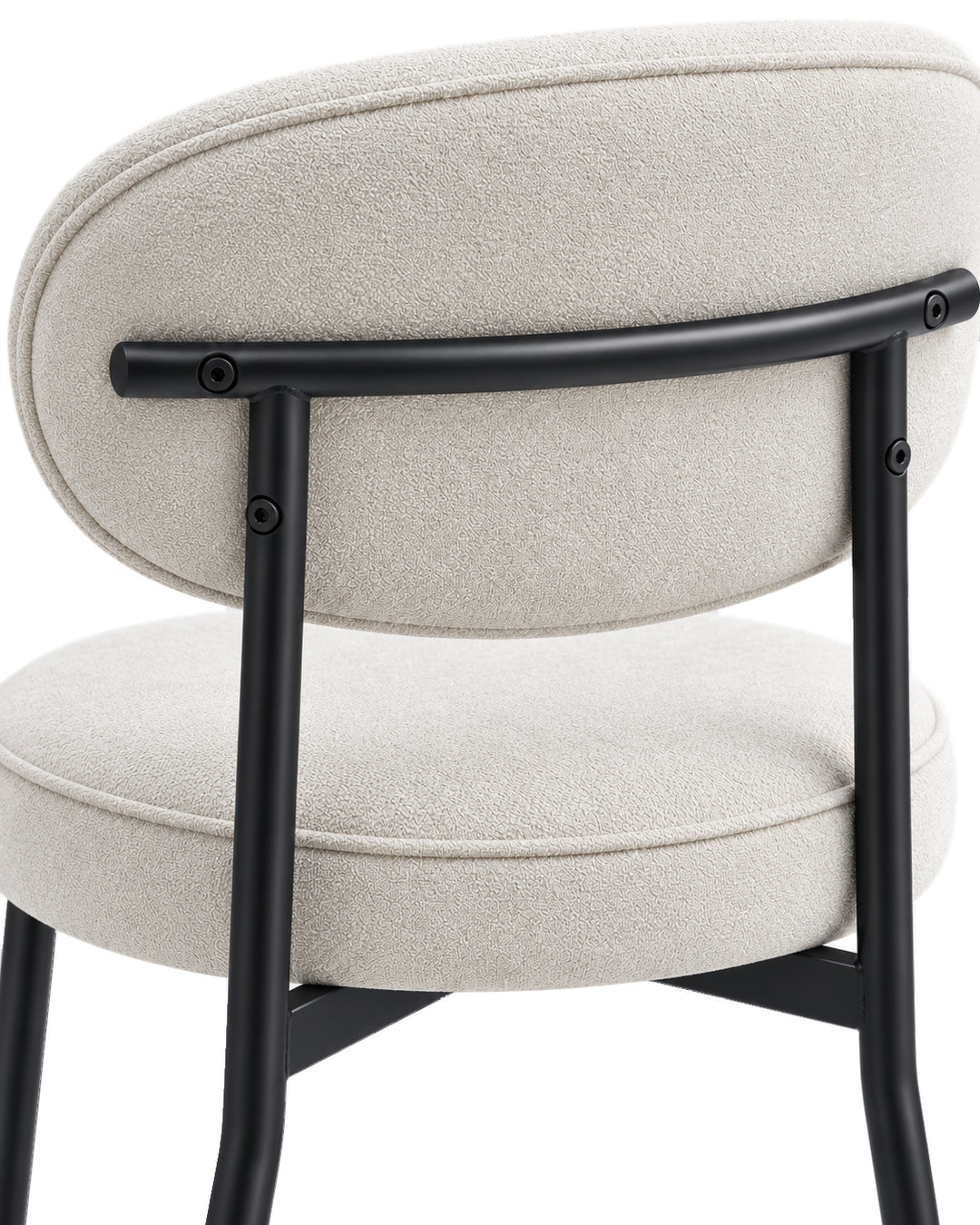 Banqueta Alta de Aço Estofada Oryn - Off White