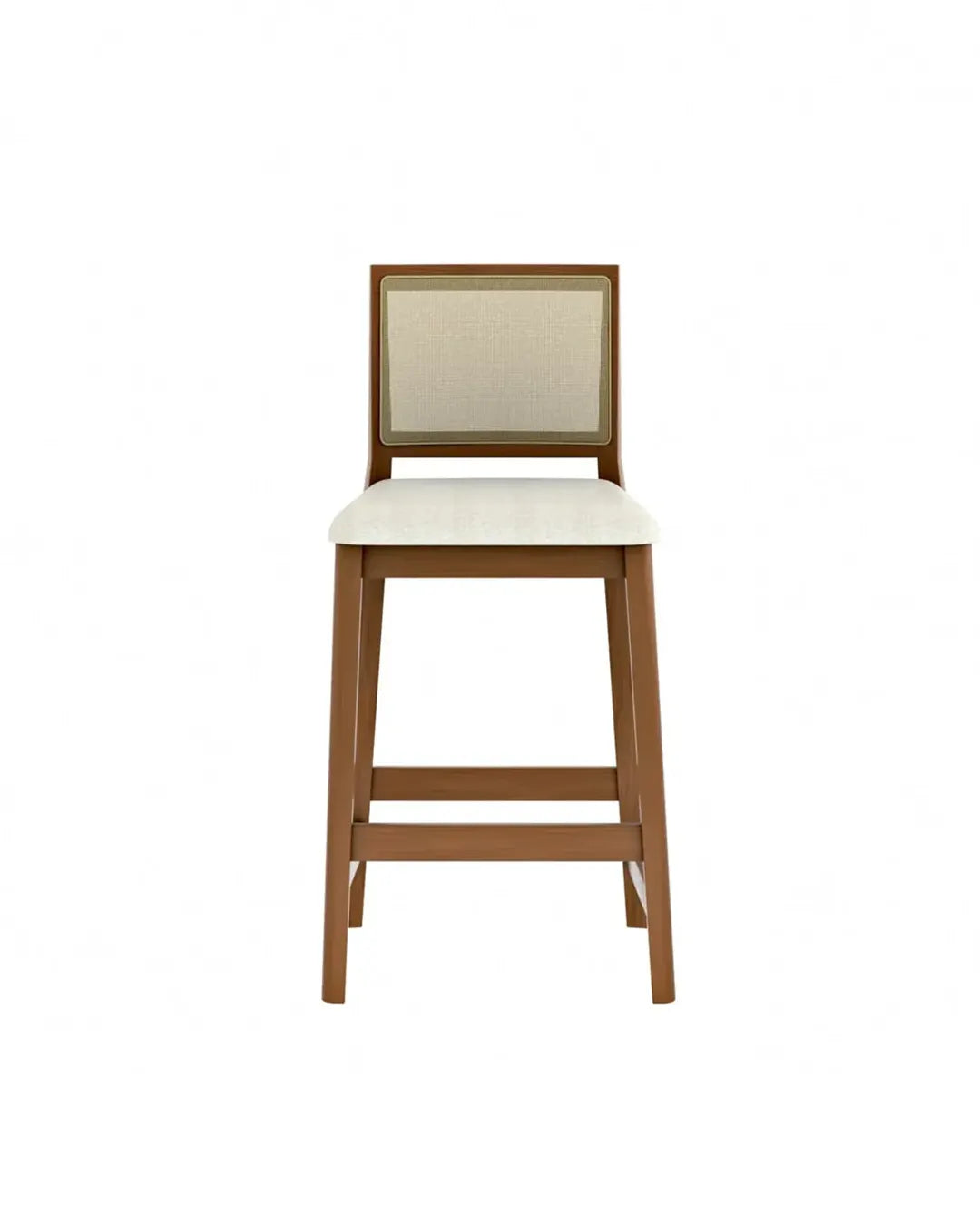 Banqueta Marla - Linho Off White c/ Madeira Natural