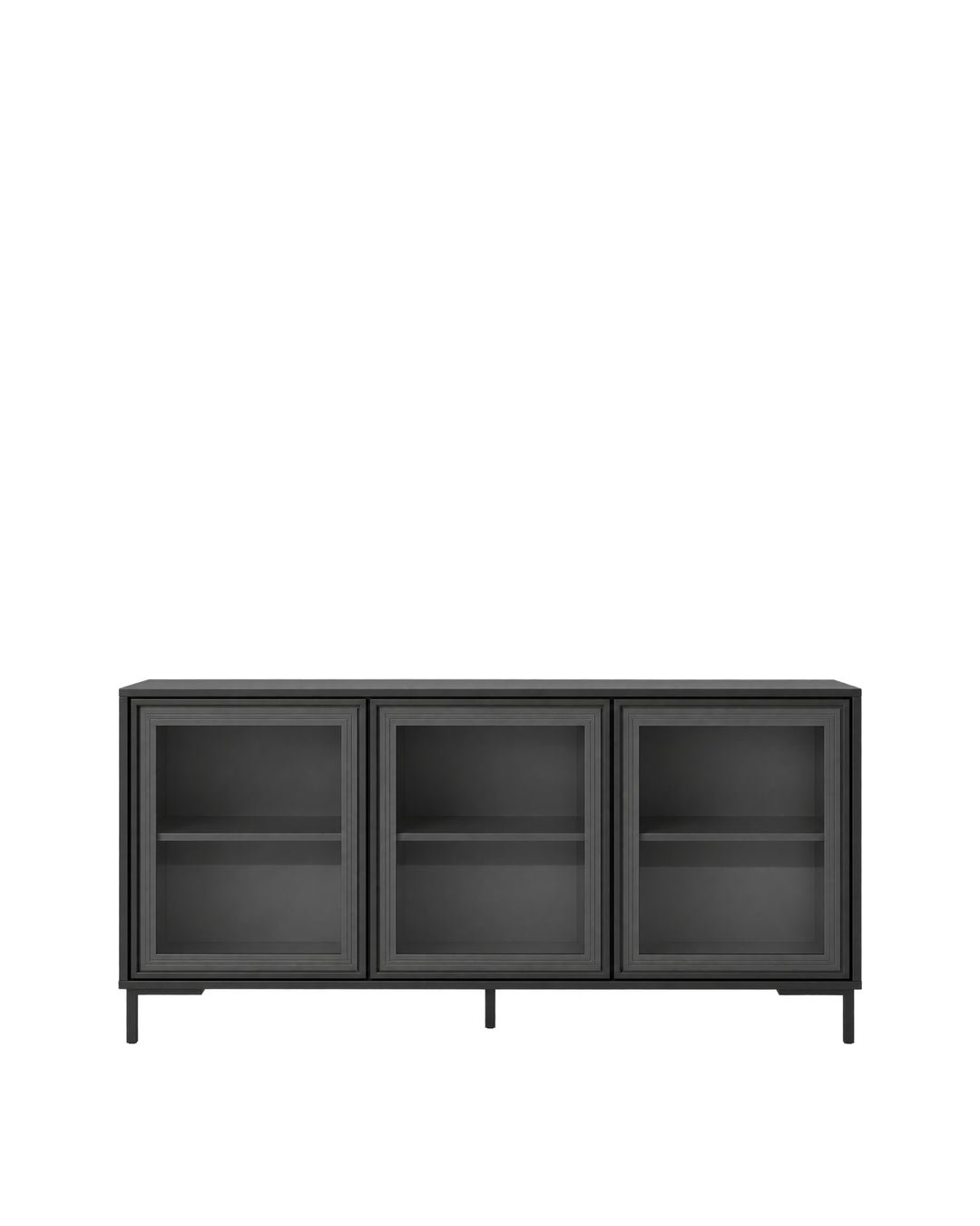 Buffet 03 Portas com Vidro Vitria 134 cm - Preto