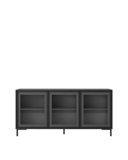 Buffet 03 Portas com Vidro Vitria 134 cm - Preto