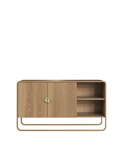 Buffet 2 Portas 1 Prateleira Pés em Aço Dunna 135 cm - Mel c/ Dourado