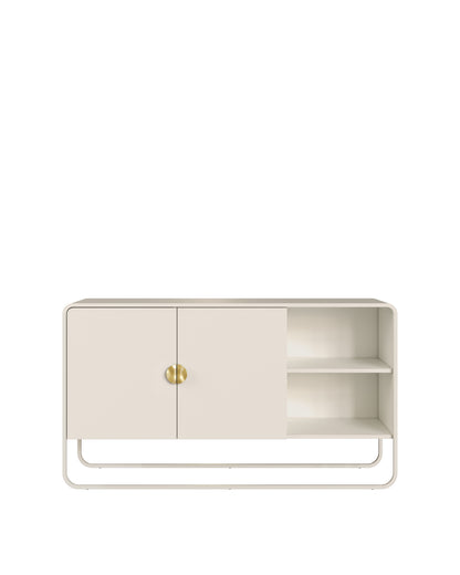 Buffet 2 Portas 1 Prateleira Pés em Aço Dunna 135 cm - Off White c/ Dourado