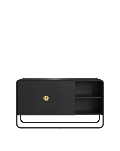 Buffet 2 Portas 1 Prateleira Pés em Aço Dunna 135 cm - Preto c/ Dourado