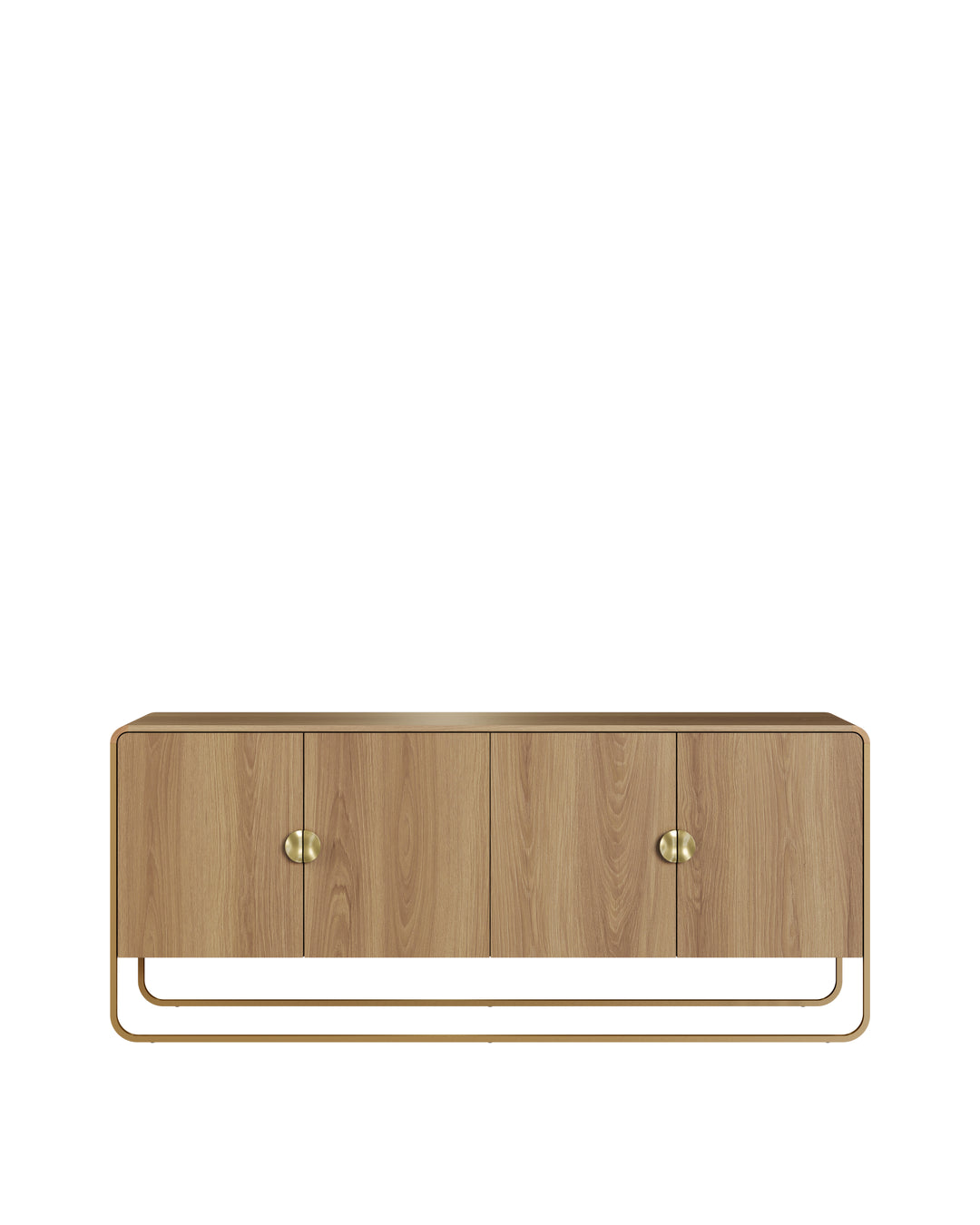 Buffet 4 Portas Pés em Aço Dunna 180 cm - Mel c/ Dourado