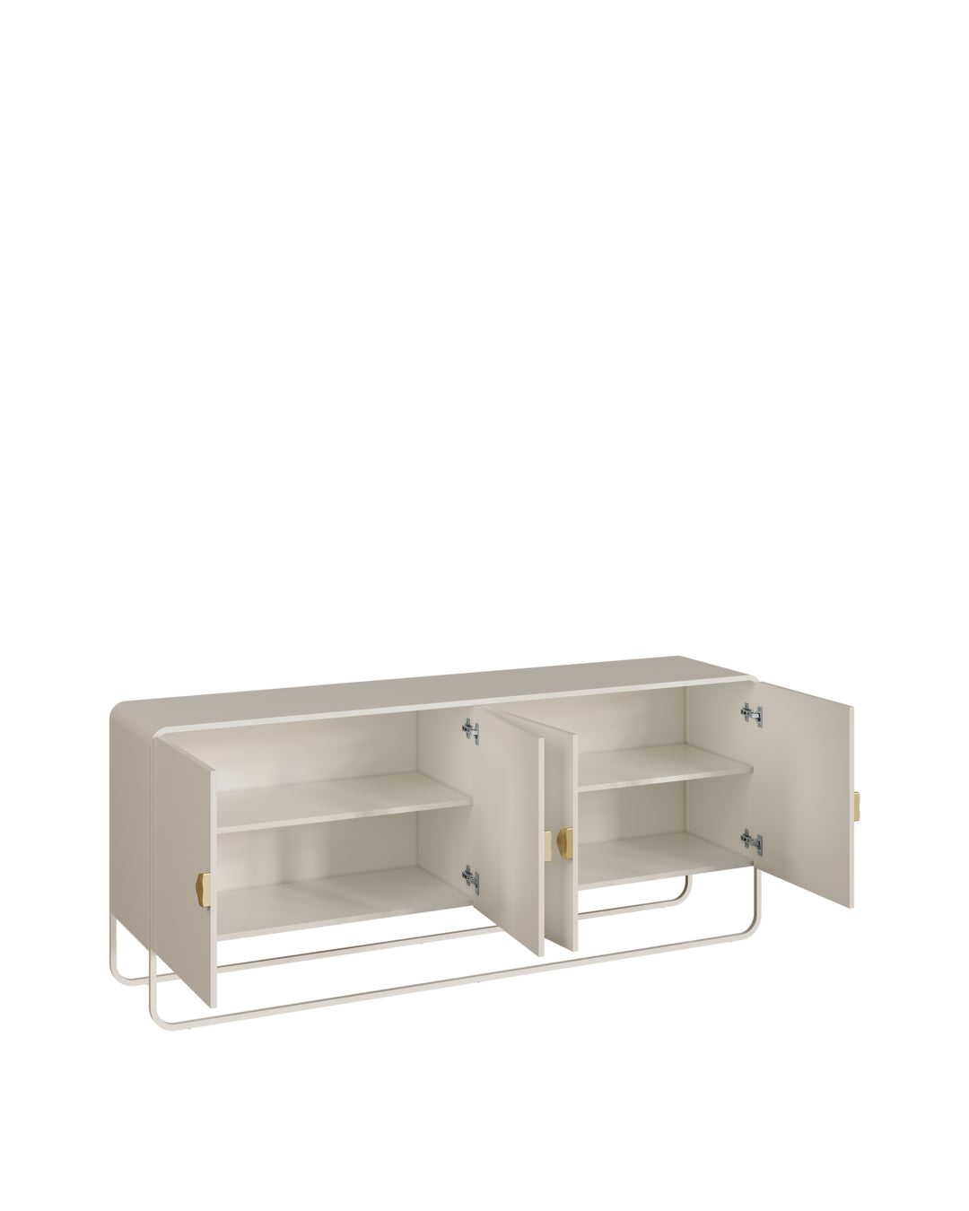 Buffet 4 Portas Pés em Aço Dunna 180 cm - Off White c/ Dourado