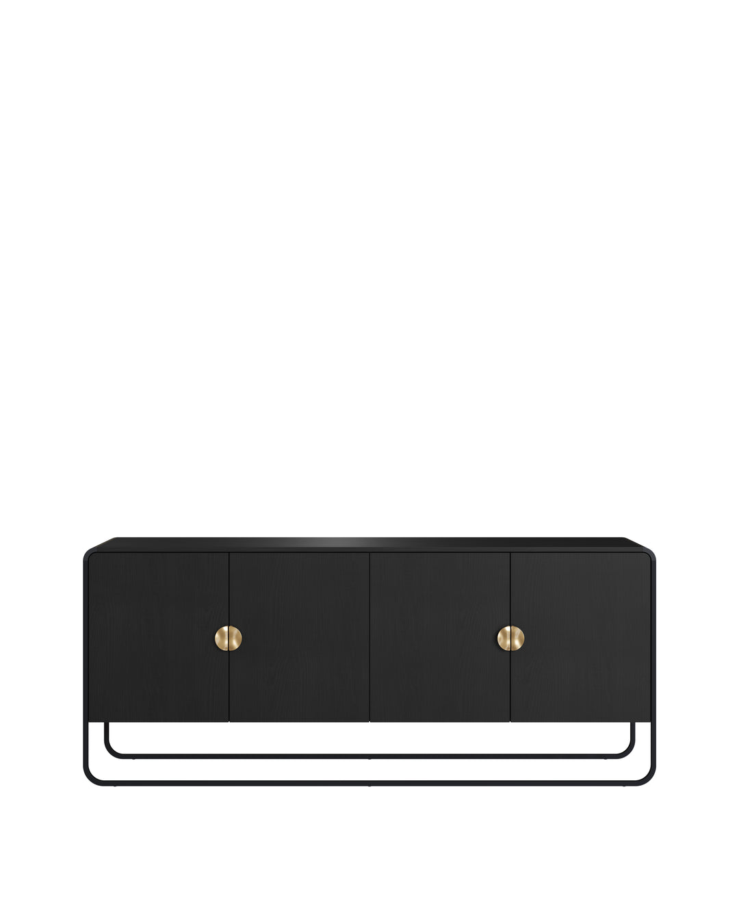 Buffet 4 Portas Pés em Aço Dunna 180 cm - Preto c/ Dourado