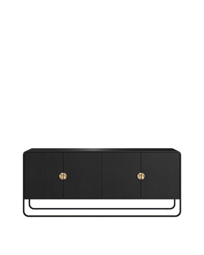 Buffet 4 Portas Pés em Aço Dunna 180 cm - Preto c/ Dourado