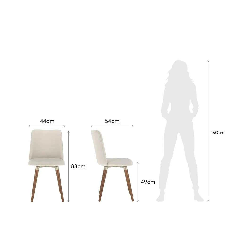 Conjunto de 6 Cadeiras de Madeira Maciça Estofada Dakota - Natural c/ Linho Off White - Champanhe