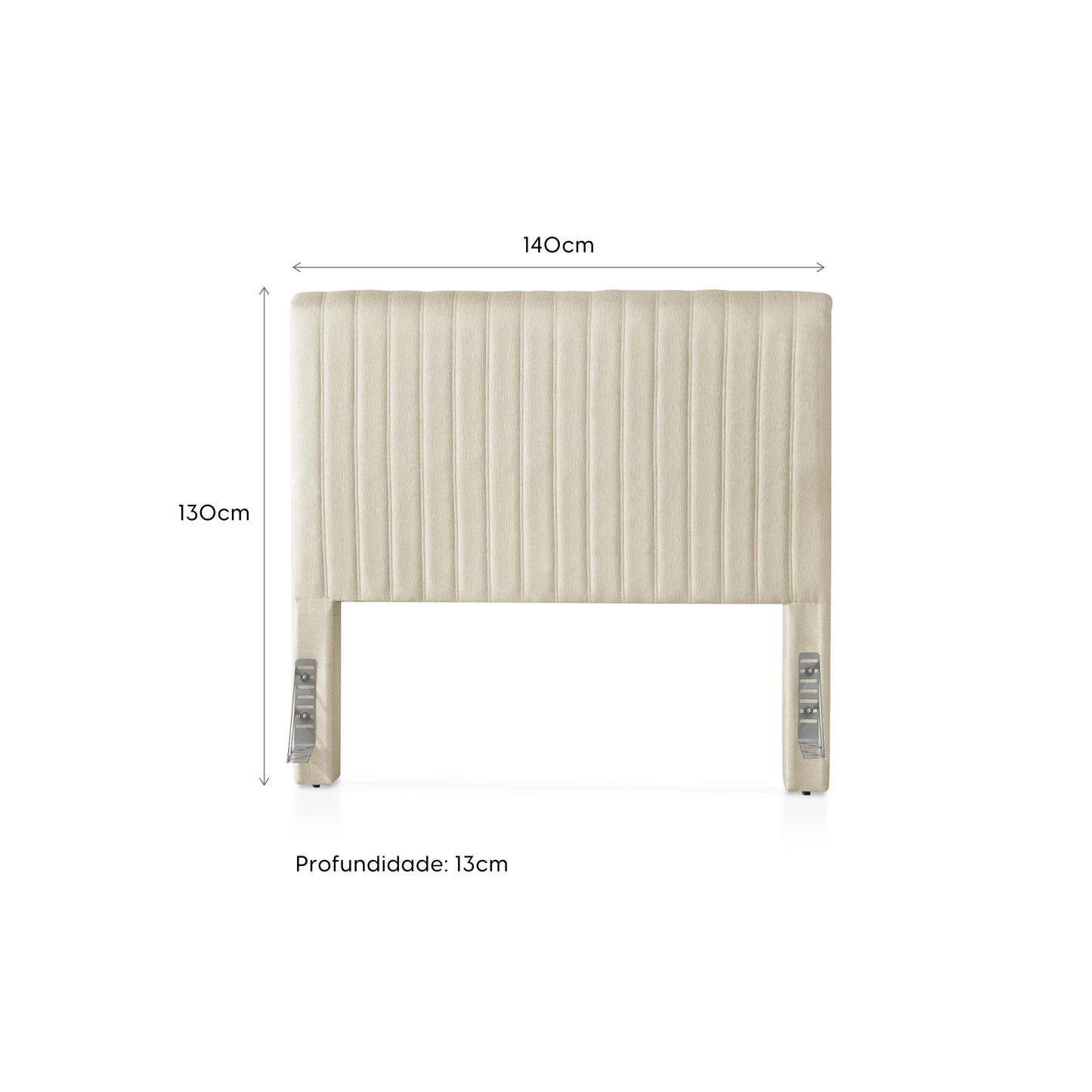 Cabeceira Casal Estofada Elara Canelada 140 cm - Linho Off White