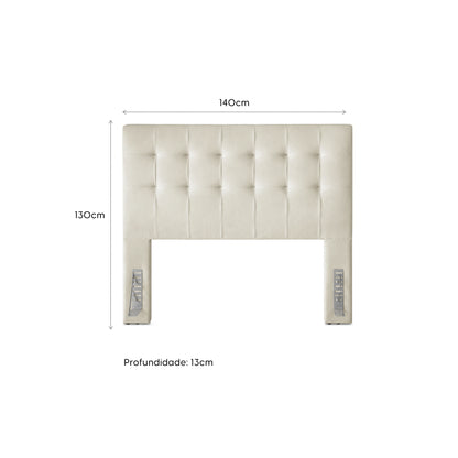 Cabeceira Casal Estofada Serena Capitonê 140 cm - Linho Off White