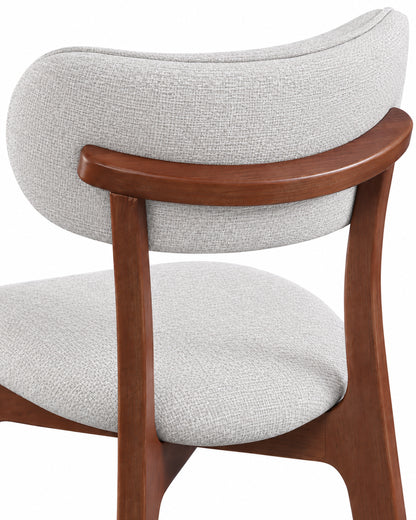 Cadeira de Madeira Maciça Estofada Elvor - Natural c/ Linho Off White