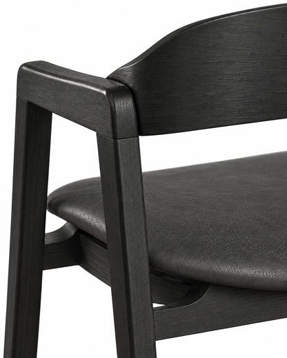 Cadeira de Madeira Maciça Estofada Eron - Preto c/ PU Preto