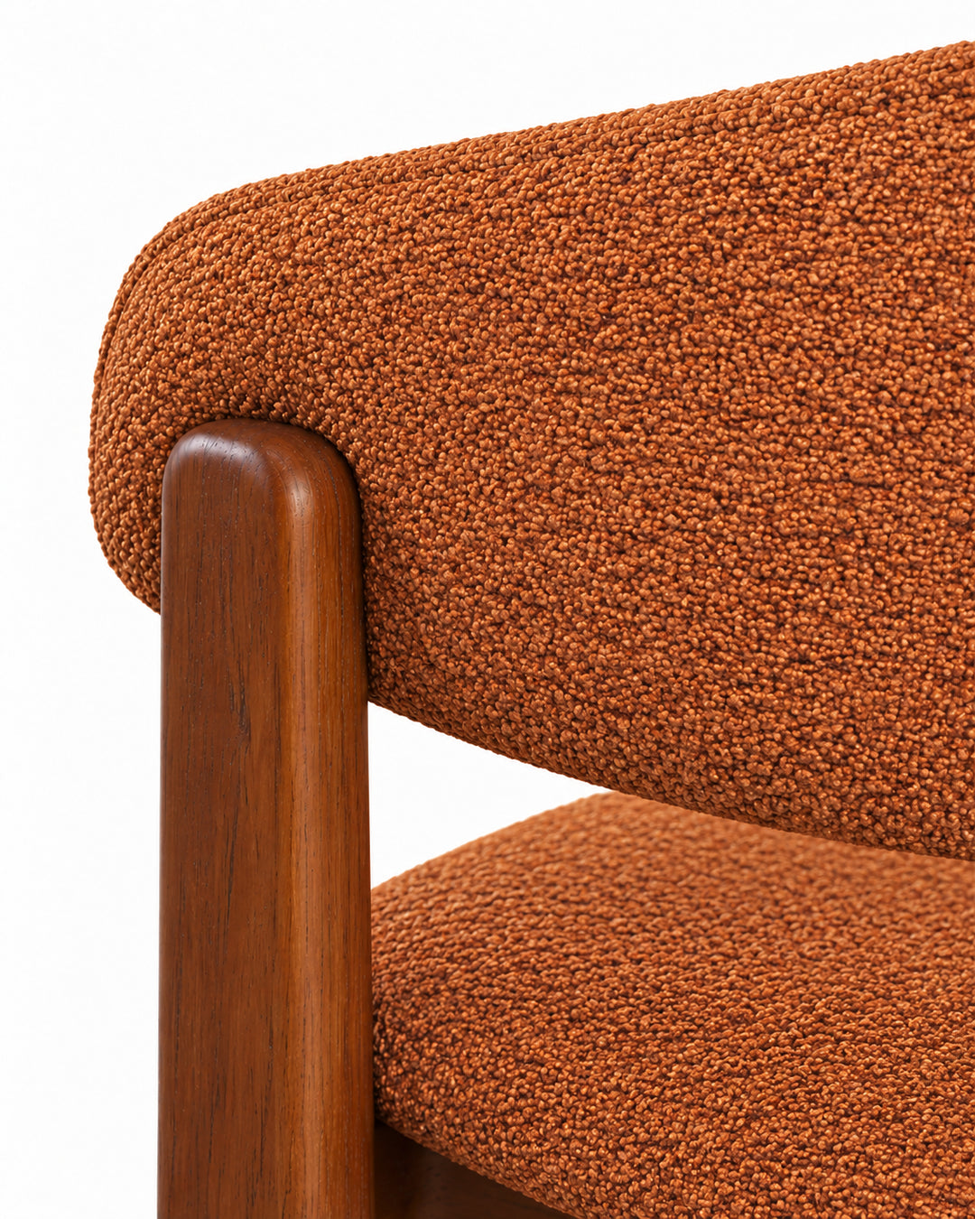 Cadeira de Madeira Maciça Estofada Lunea - Natural c/ Boucle Terracota