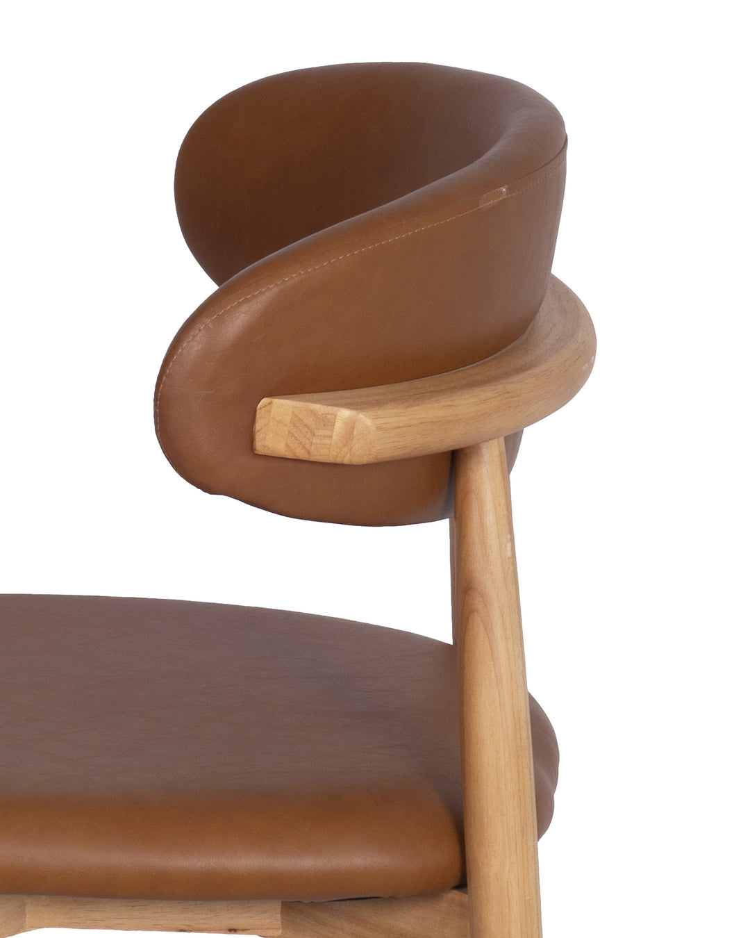 Cadeira de Madeira Maciça Estofada Orven - Natural c/ PU Caramelo