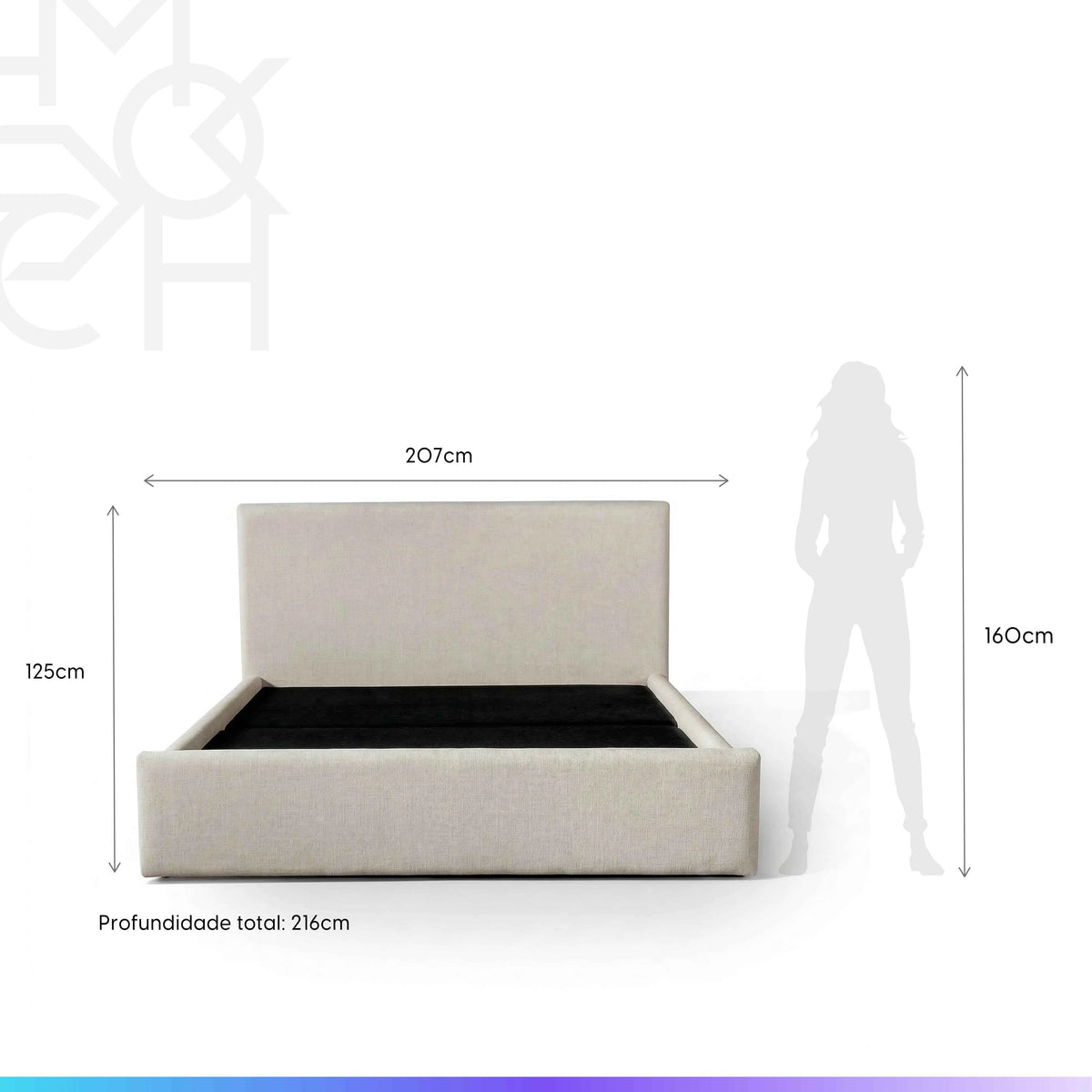 Cama Estofada King com Cabeceira Alicia - Linho Off White