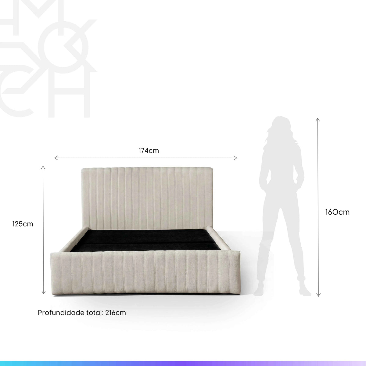 Cama Estofada Queen com Cabeceira Louise - Linho Off White