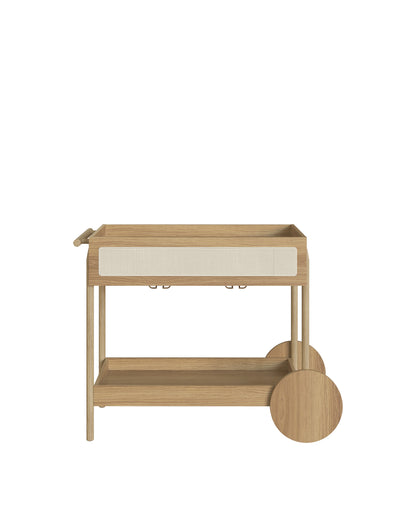 Carrinho Bar 1 Gaveta com Porta Taças Palhinha Urdi  112 cm - Mel