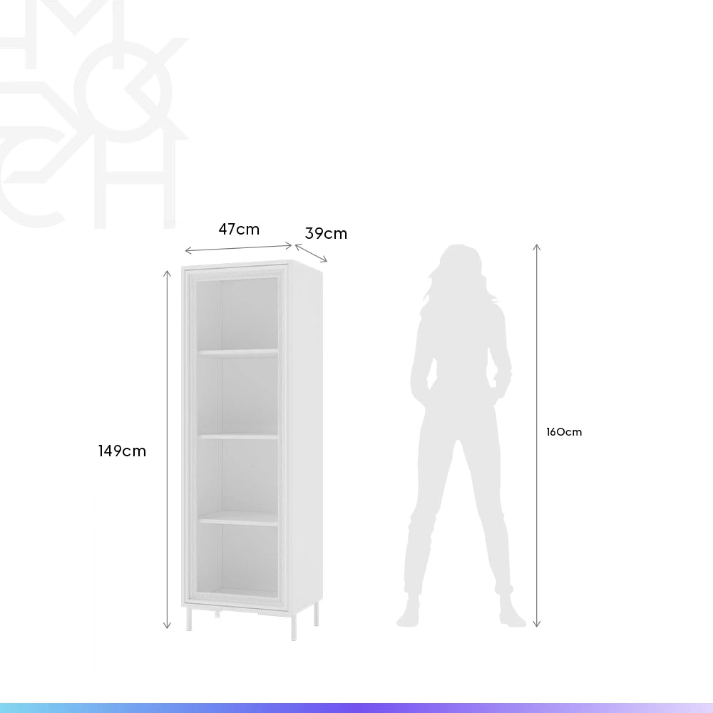 Cristaleira 1 Porta com Vidro Vitria 47 cm - Branco