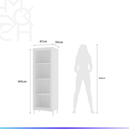 Cristaleira 1 Porta com Vidro Vitria 47 cm - Branco