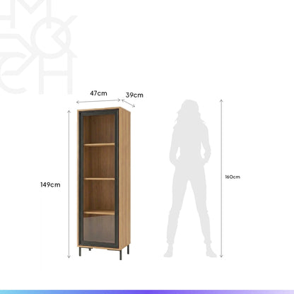 Cristaleira 1 Porta com Vidro Vitria 47 cm - Mel c/ Preto