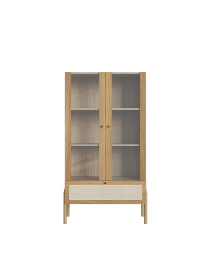 Cristaleira 2 Portas Vidro 1 Gaveta Urdi 83 cm - Mel c/ Palhinha