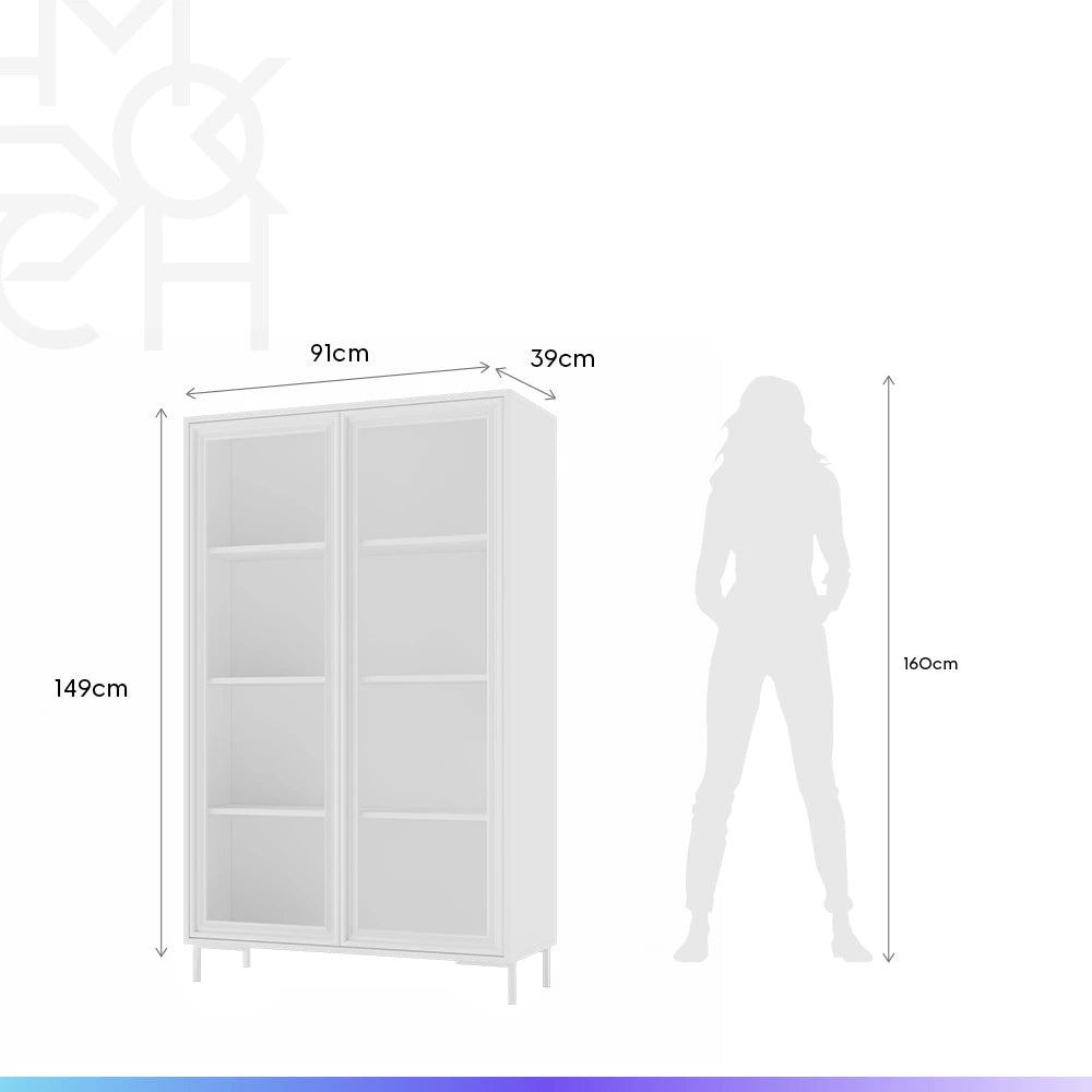 Cristaleira 2 Portas com Vidro Vitria 91 cm - Branco
