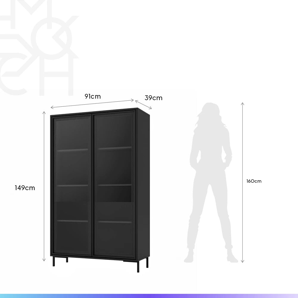 Cristaleira 2 Portas com Vidro Vitria 91 cm - Preto