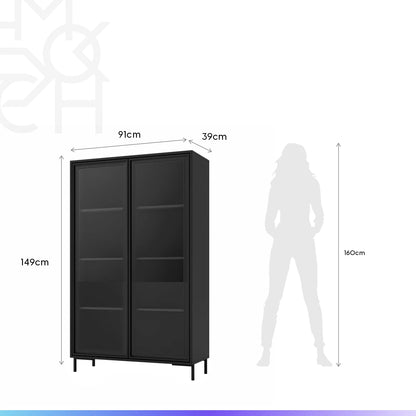 Cristaleira 2 Portas com Vidro Vitria 91 cm - Preto