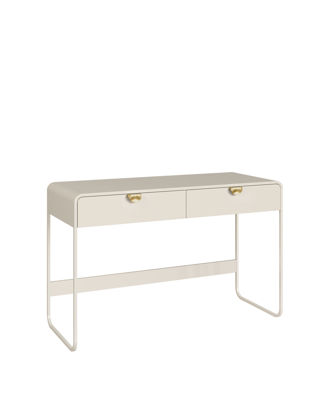 Escrivaninha Orgânica 2 Gavetas com Pés em Aço Dunna 125 cm - Off-White Fosco