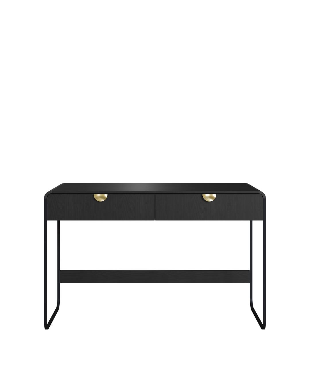 Escrivaninha Orgânica 2 Gavetas com Pés em Aço Dunna 125 cm - Preto Fosco