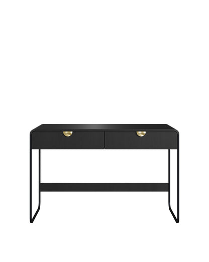 Escrivaninha Orgânica 2 Gavetas com Pés em Aço Dunna 125 cm - Preto Fosco