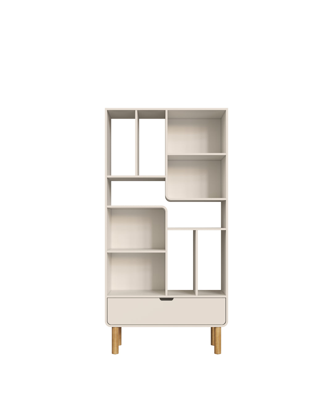 Estante Orgânica 1 Gaveta Prateleiras  Yume 180 cm - Off-White Fosco