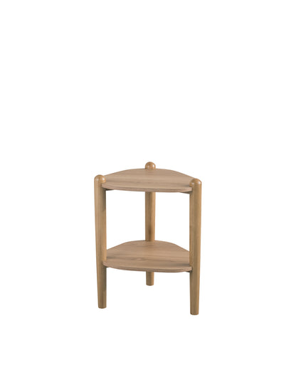 Mesa Lateral com Prateleira Orgânica com Pés em Madeira Maciça Mori 45 cm - Mel