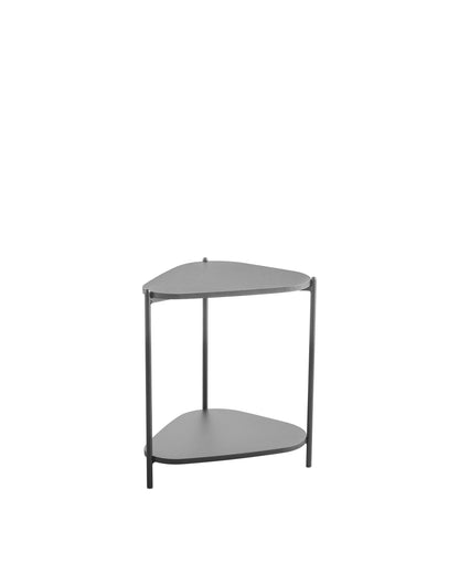 Mesa Lateral com Prateleira Orgânica e Pés em Aço Nami 44 cm - Preto Fosco
