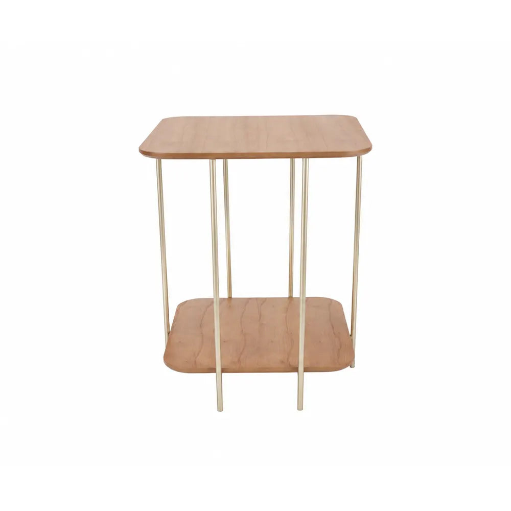 Mesa Lateral com pés em Metal Biophilia Alta 55 cm - Mel c/ Champanhe