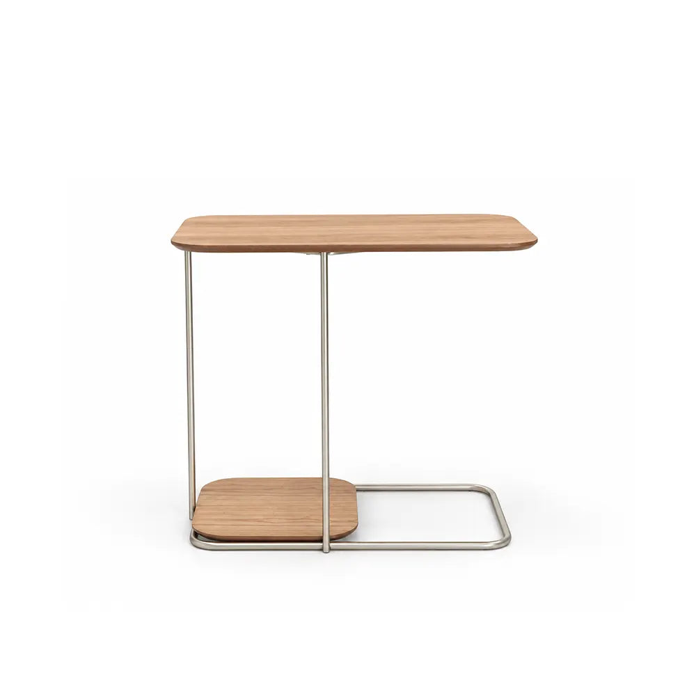 Mesa Lateral para Sofá com pés em Metal Biophilia 70 cm - Mel c/ Champanhe