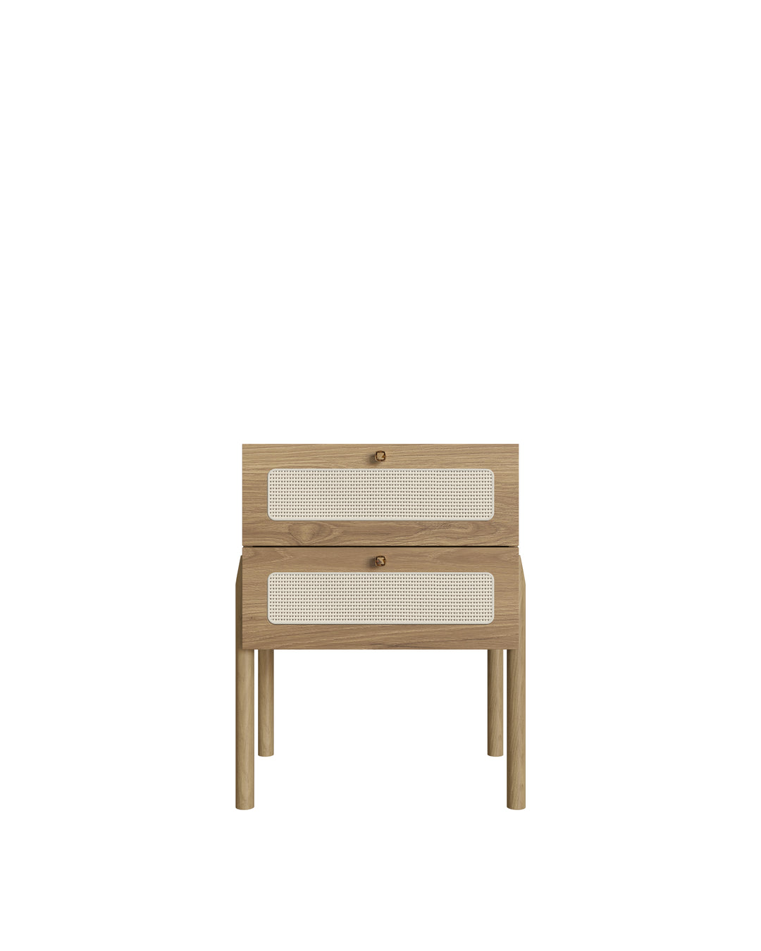 Mesa de Cabeceira 2 Gavetas com Pés em Madeira Maciça Urdi 48 cm - Mel